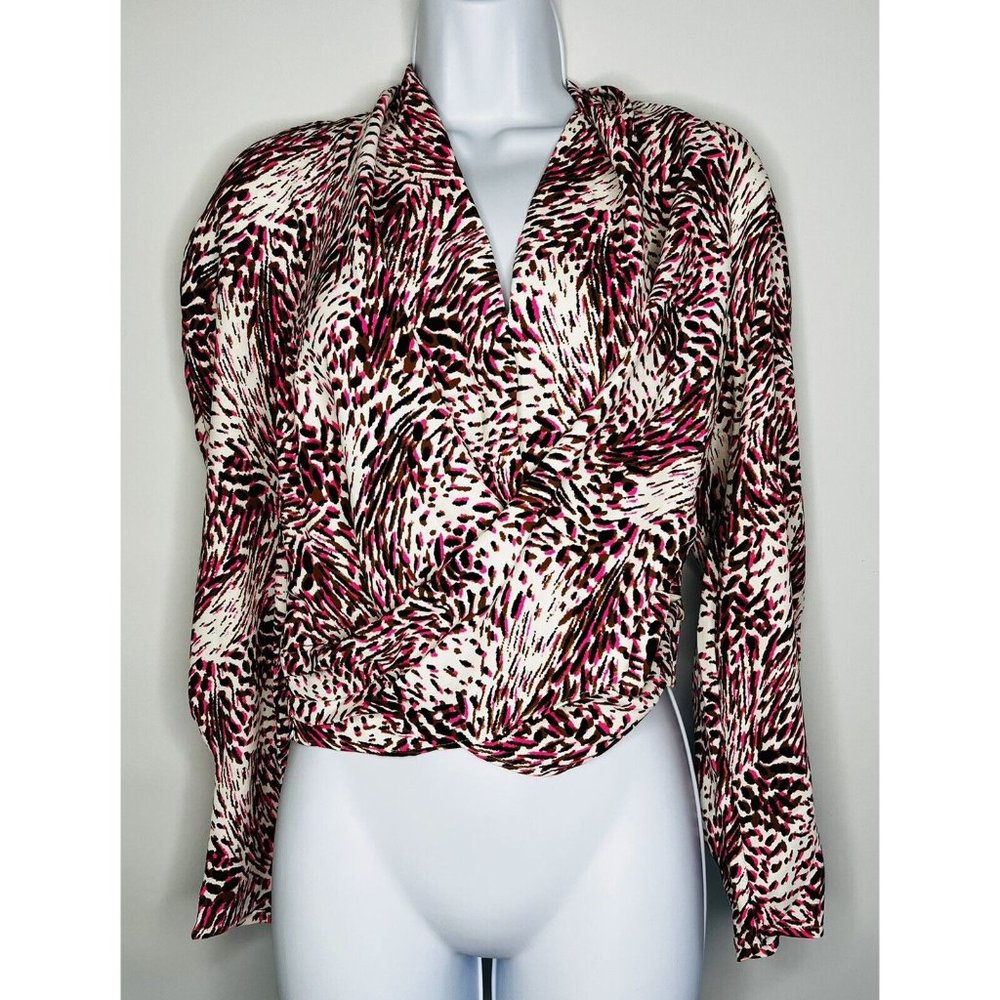 Womens Express Abstract Wrap Top Elastic Waist Size S NWT